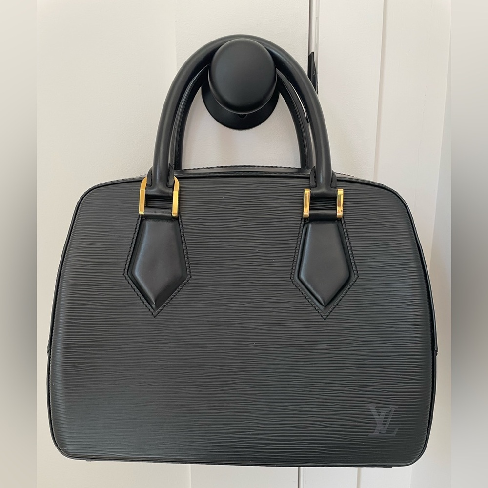 Louis Vuitton Black Epi Leather Satchel with Gold Hardware